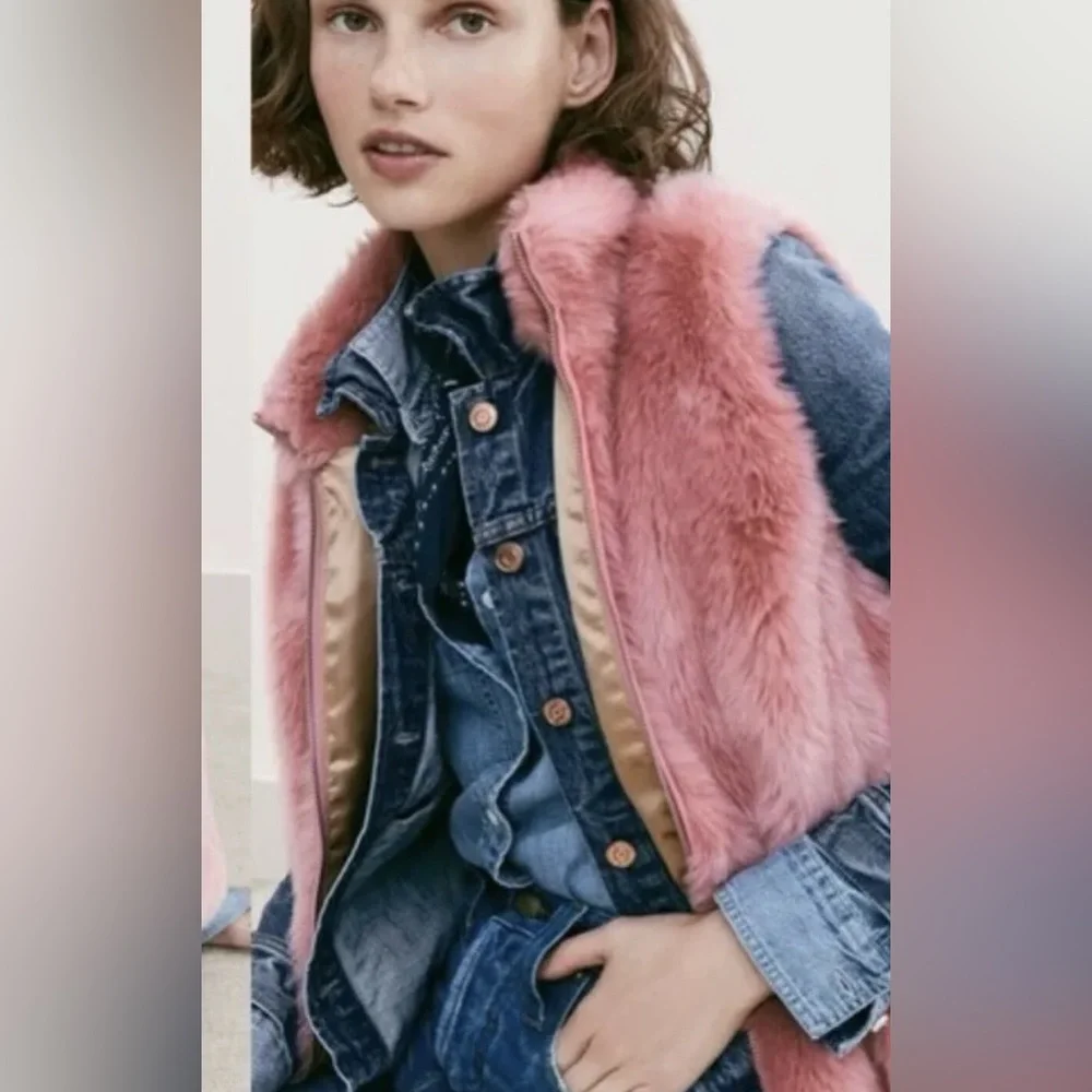 J. Crew Faux Fur Zip Vest Pockets